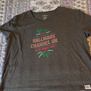 Hallmark Christmas Gray T-Shirt with Red and Green Design